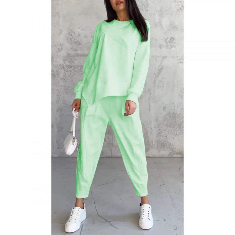 2-teiliges Damen-Freizeitset mit asymmetrischem Sweatshirt
