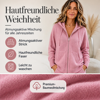 🌸 Damen-Langarm-Strickjacke mit lockerer Passform und Kapuze