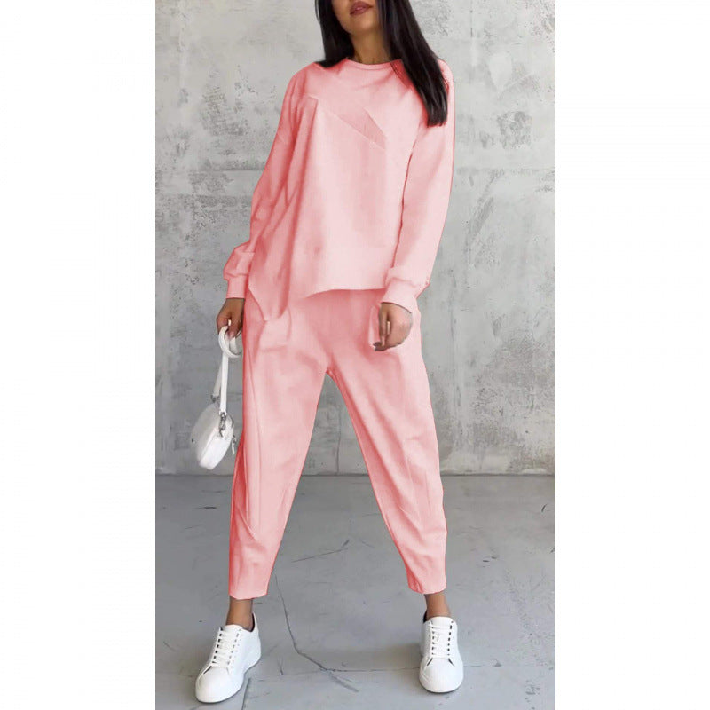 2-teiliges Damen-Freizeitset mit asymmetrischem Sweatshirt