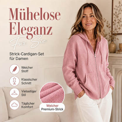 🌸 Damen-Langarm-Strickjacke mit lockerer Passform und Kapuze