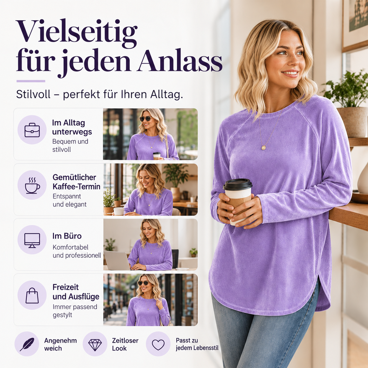 👚 Saisonaler Style – Lässiges Baumwoll-Oberteil mit Rundhalsausschnitt – Luftiger Tragekomfort & vielseitig kombinierbar mit Jeans oder Leggings