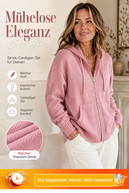 🌸 Damen-Langarm-Strickjacke mit lockerer Passform und Kapuze