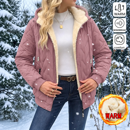Women’s Winter Fleece-Lined Hooded Jacket – Warm Lightweight Windproof Casual Coat for Outdoor & Everyday Wear