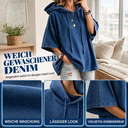 👚 50 % RABATT | Lässig, locker & unkompliziert – Damen Denim-Hoodie in entspannter Passform