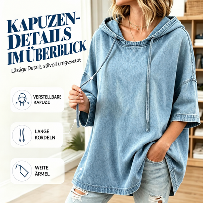 👚 50 % RABATT | Lässig, locker & unkompliziert – Damen Denim-Hoodie in entspannter Passform