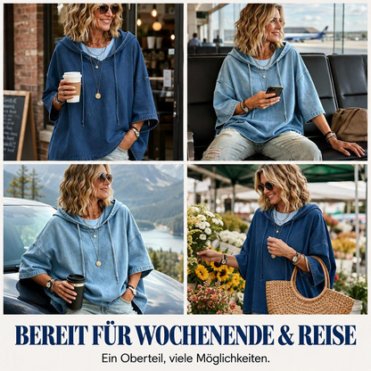 👚 50 % RABATT | Lässig, locker & unkompliziert – Damen Denim-Hoodie in entspannter Passform