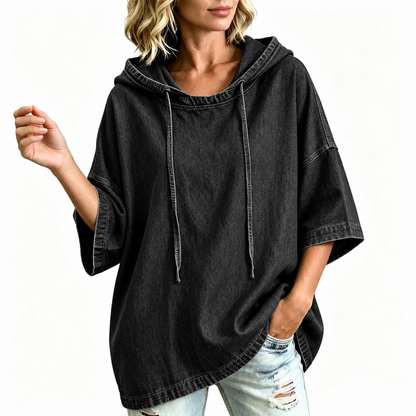 👚 50 % RABATT | Lässig, locker & unkompliziert – Damen Denim-Hoodie in entspannter Passform
