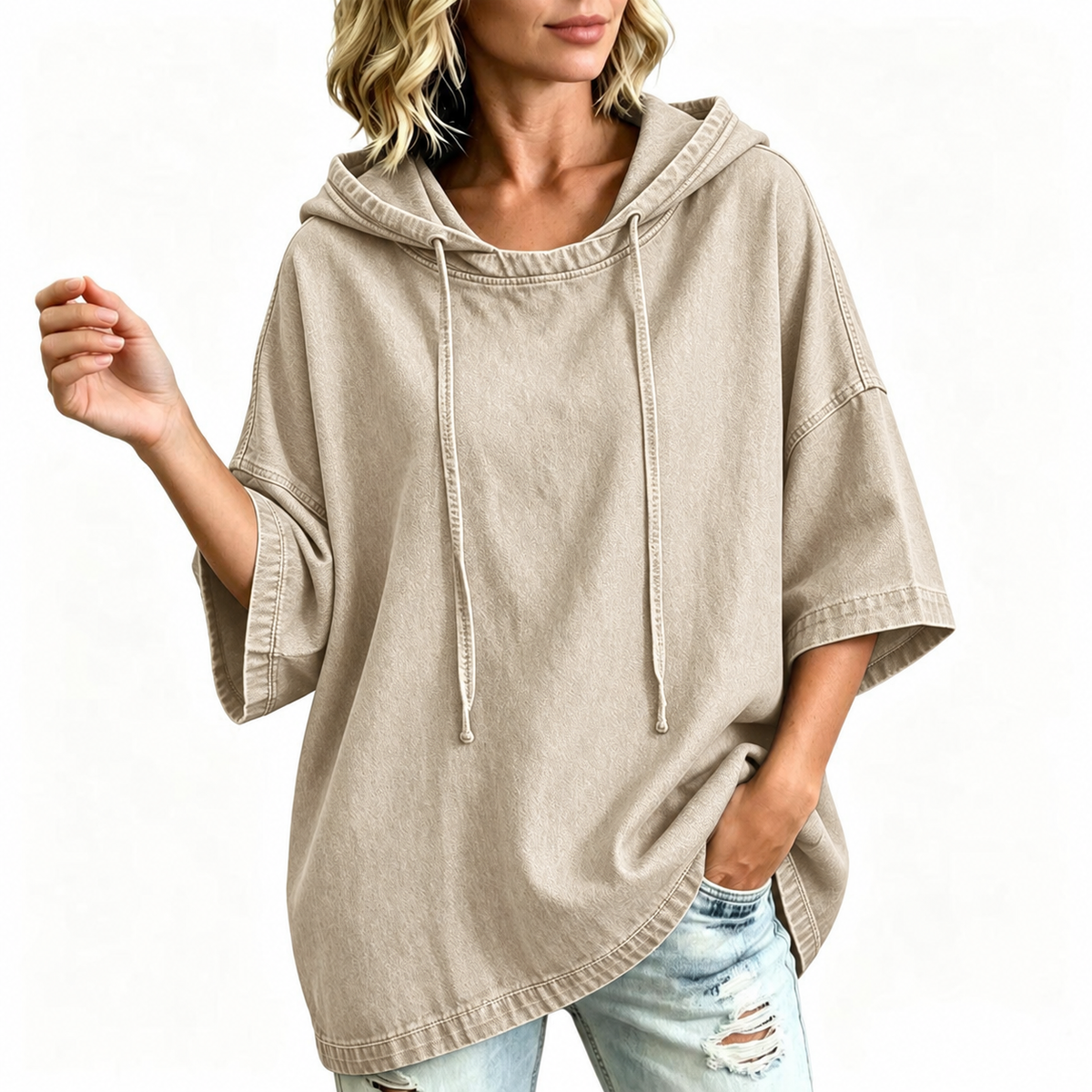 👚 50 % RABATT | Lässig, locker & unkompliziert – Damen Denim-Hoodie in entspannter Passform