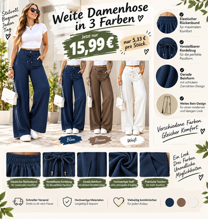 Damenhose mit hoher Taille und geradem Bein – Vordernaht & elastischer Bund hinten – Vielseitig, bequem & perfekt fürs Büro oder die Freizeit
