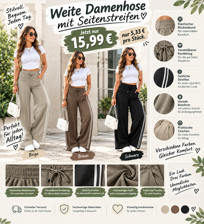 Damenhose mit hoher Taille und geradem Bein – Vordernaht & elastischer Bund hinten – Vielseitig, bequem & perfekt fürs Büro oder die Freizeit