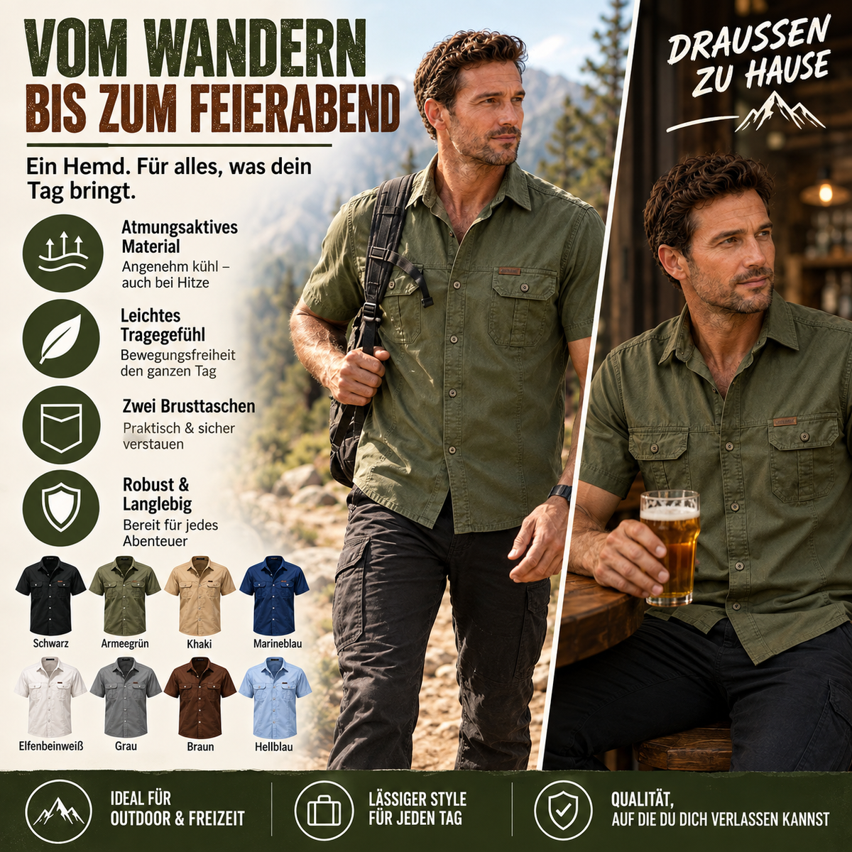 🔥 BESTSELLER | Leichtes Outdoor-Hemd