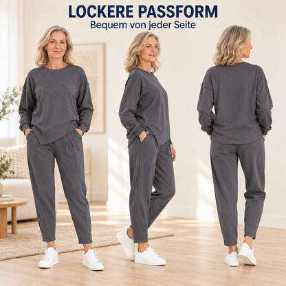 2-teiliges Damen-Freizeitset mit asymmetrischem Sweatshirt