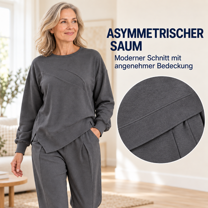 2-teiliges Damen-Freizeitset mit asymmetrischem Sweatshirt