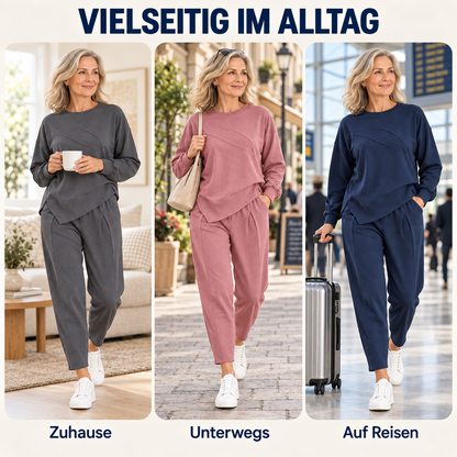 2-teiliges Damen-Freizeitset mit asymmetrischem Sweatshirt