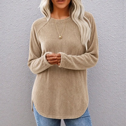 👚 Saisonaler Style – Lässiges Baumwoll-Oberteil mit Rundhalsausschnitt – Luftiger Tragekomfort & vielseitig kombinierbar mit Jeans oder Leggings