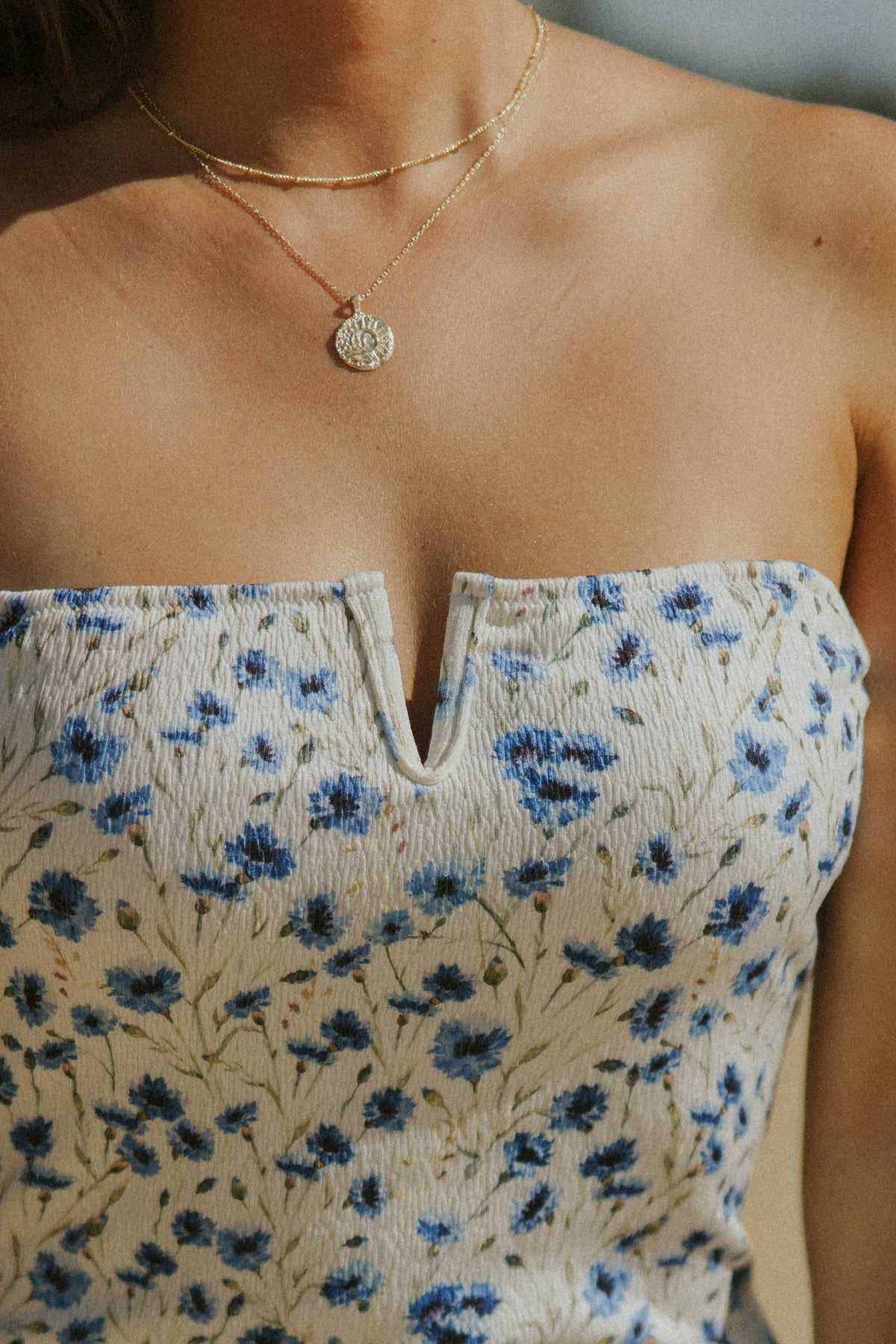 Iris One Piece | Floral Ruffle Swimsuit with Notch Neck