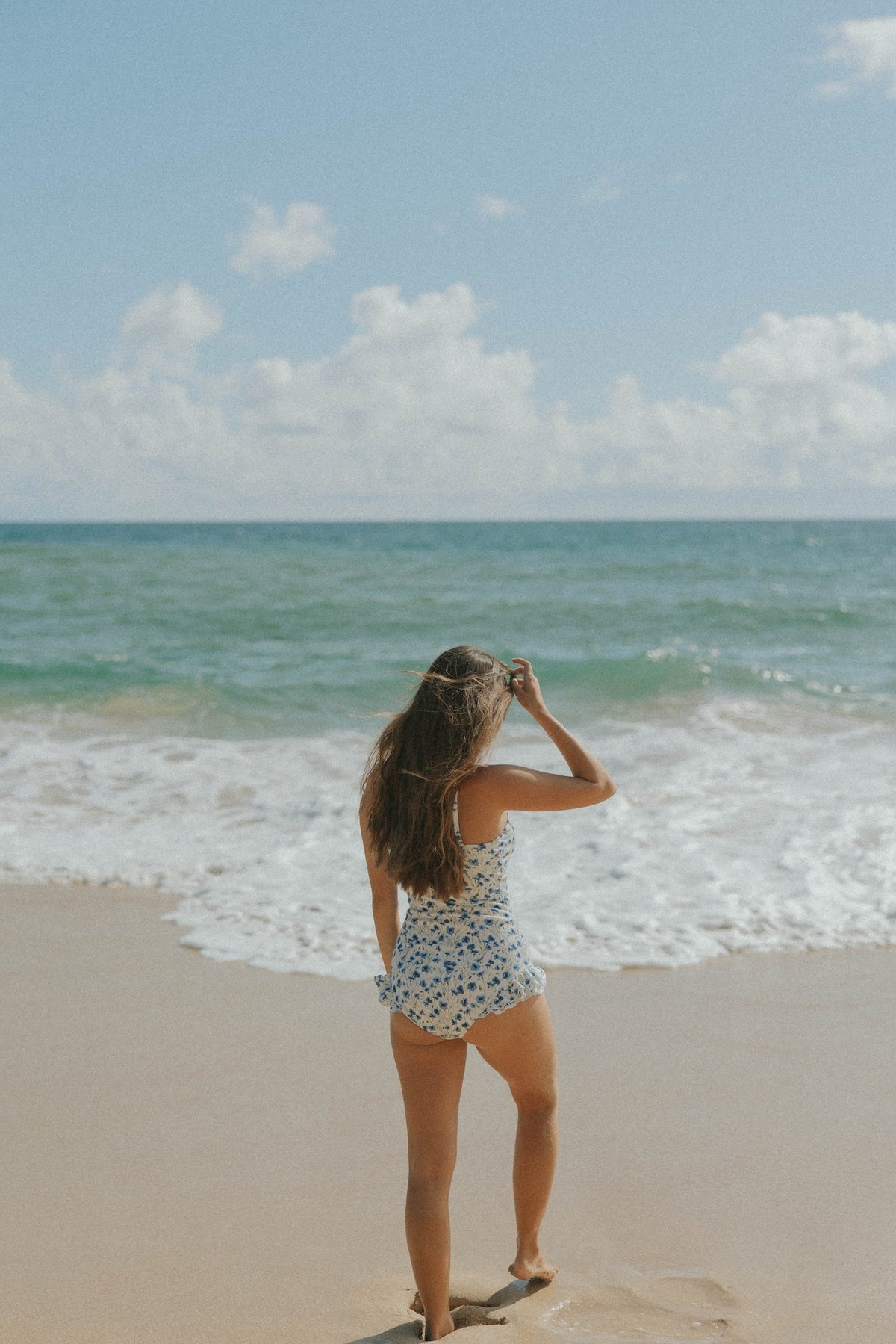 Iris One Piece | Floral Ruffle Swimsuit with Notch Neck