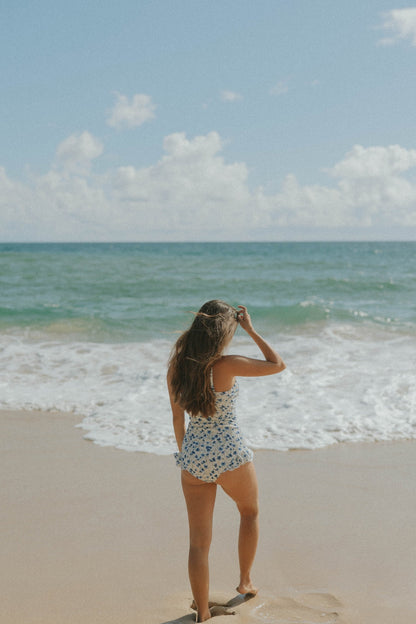 Iris One Piece | Floral Ruffle Swimsuit with Notch Neck