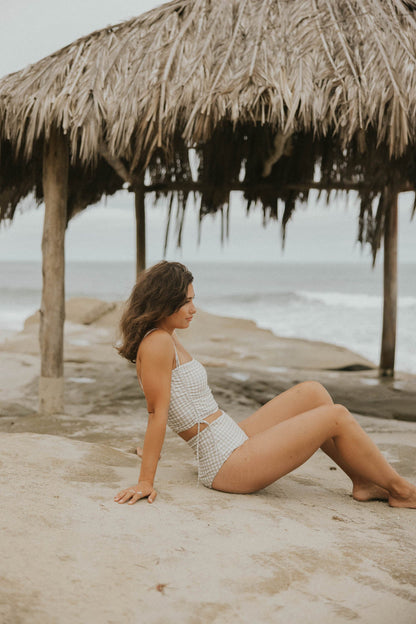 August High Waisted Bottoms | Seamless Gingham Bikini Bottoms