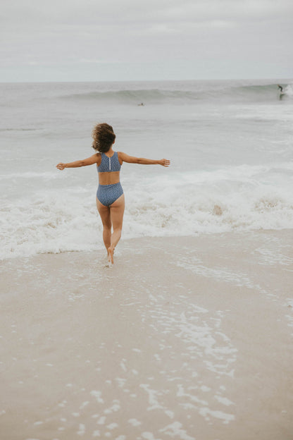 Pacific One Piece | Floral High Neck Zip Back Swimsuit