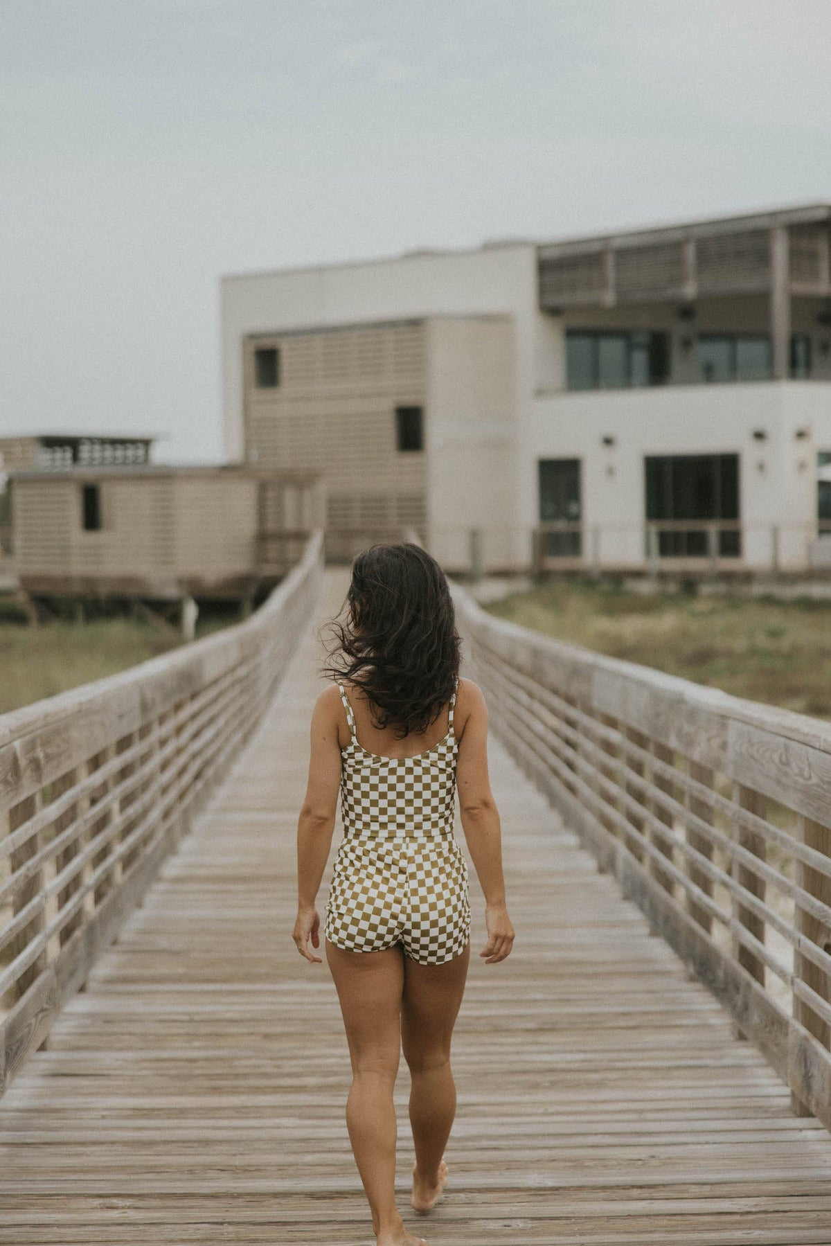 Myrtle High Waisted Shorts | Checkered Ribbed Women's Boy Swim Shorts