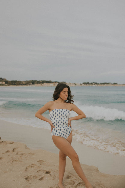 Porto Top | Shirred Tube Top Tankini with Removable Straps