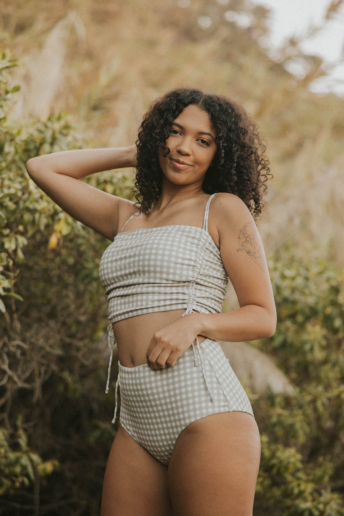 August High Waisted Bottoms | Seamless Gingham Bikini Bottoms