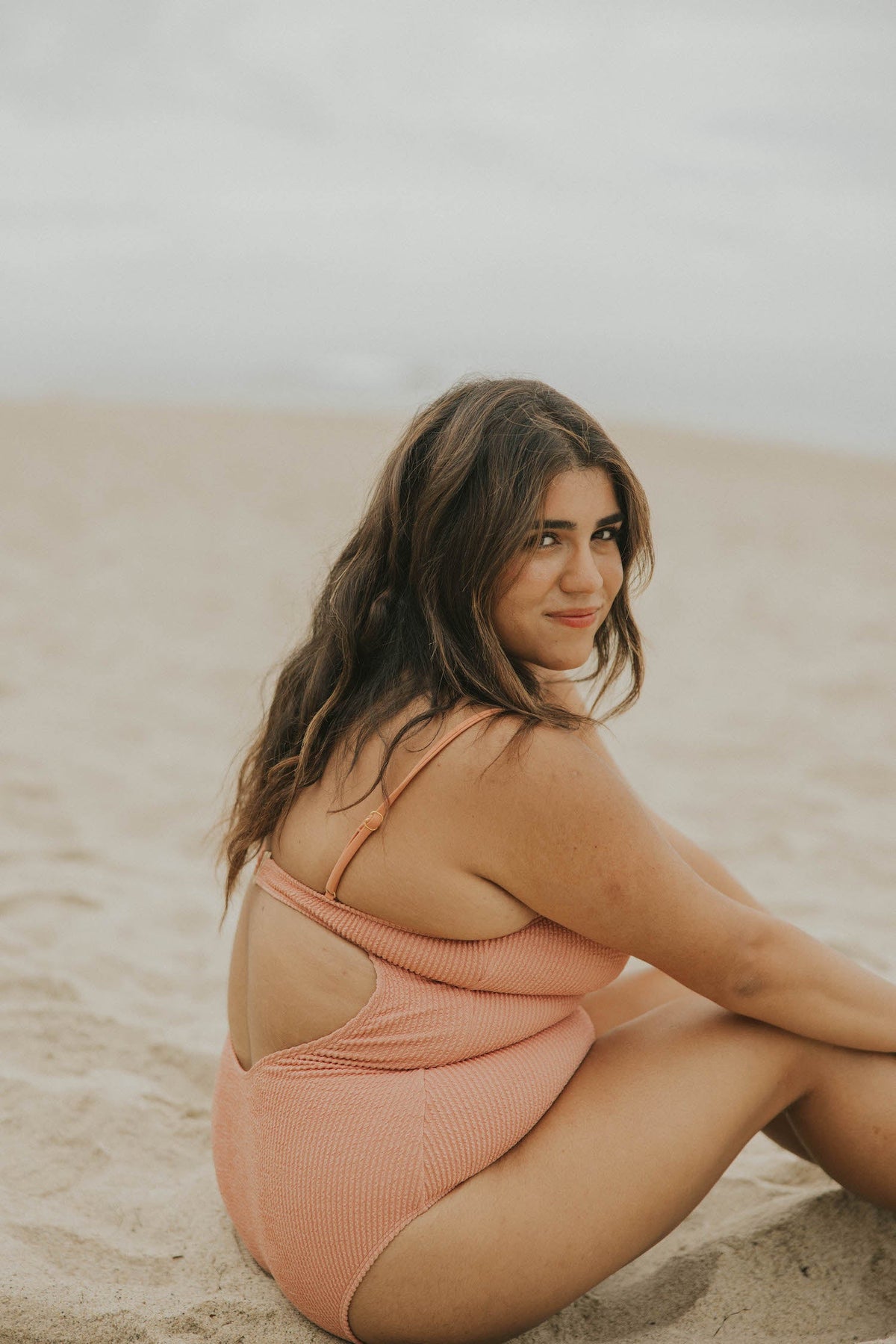 Rose One Piece | Crinkle Textured V Neck Swimsuit