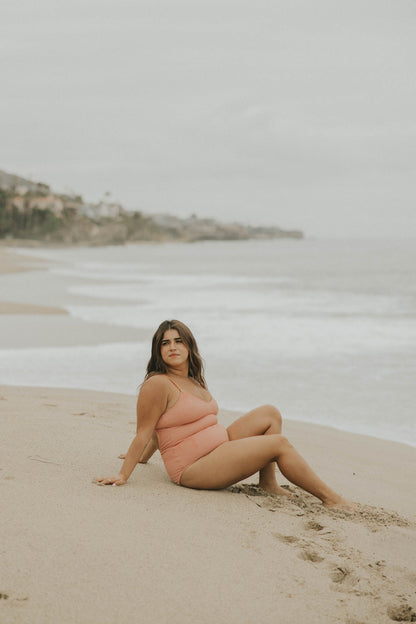 Rose One Piece | Crinkle Textured V Neck Swimsuit
