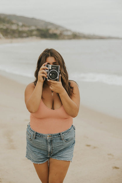 Rose One Piece | Crinkle Textured V Neck Swimsuit