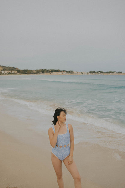 Santorini One Piece |  Paisley Cutout Swimsuit with Ric Rac Trim