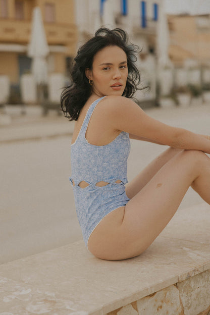 Santorini One Piece |  Paisley Cutout Swimsuit with Ric Rac Trim