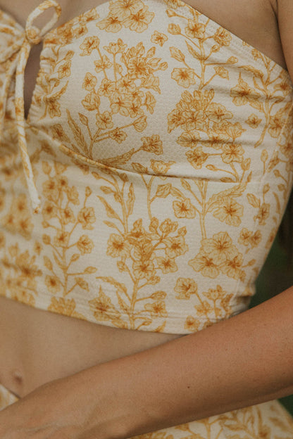 Sol Top | Floral Sweetheart Neck Tankini Top