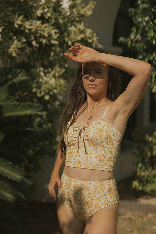Sol Top | Floral Sweetheart Neck Tankini Top