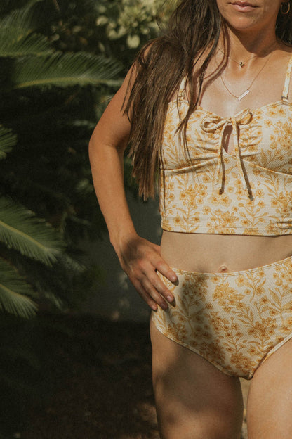 Sol Top | Floral Sweetheart Neck Tankini Top