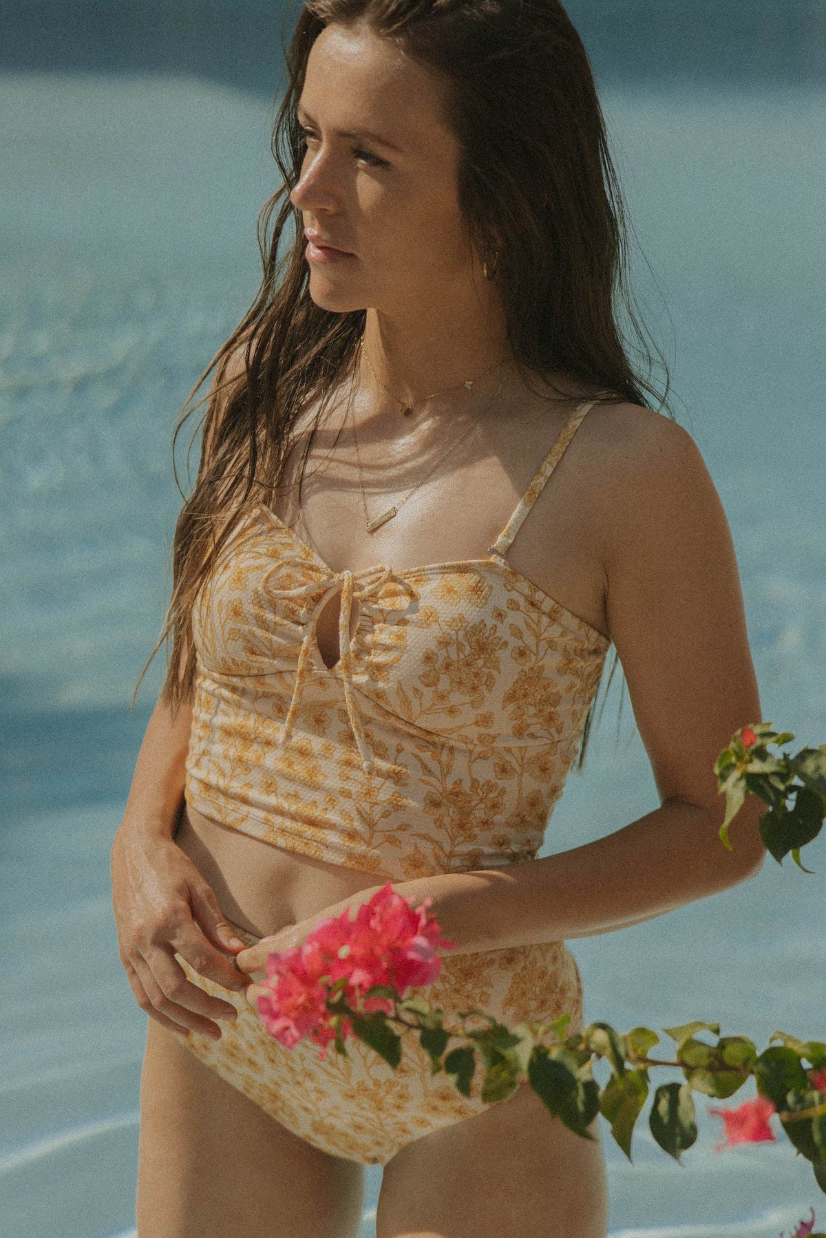 Sol Top | Floral Sweetheart Neck Tankini Top