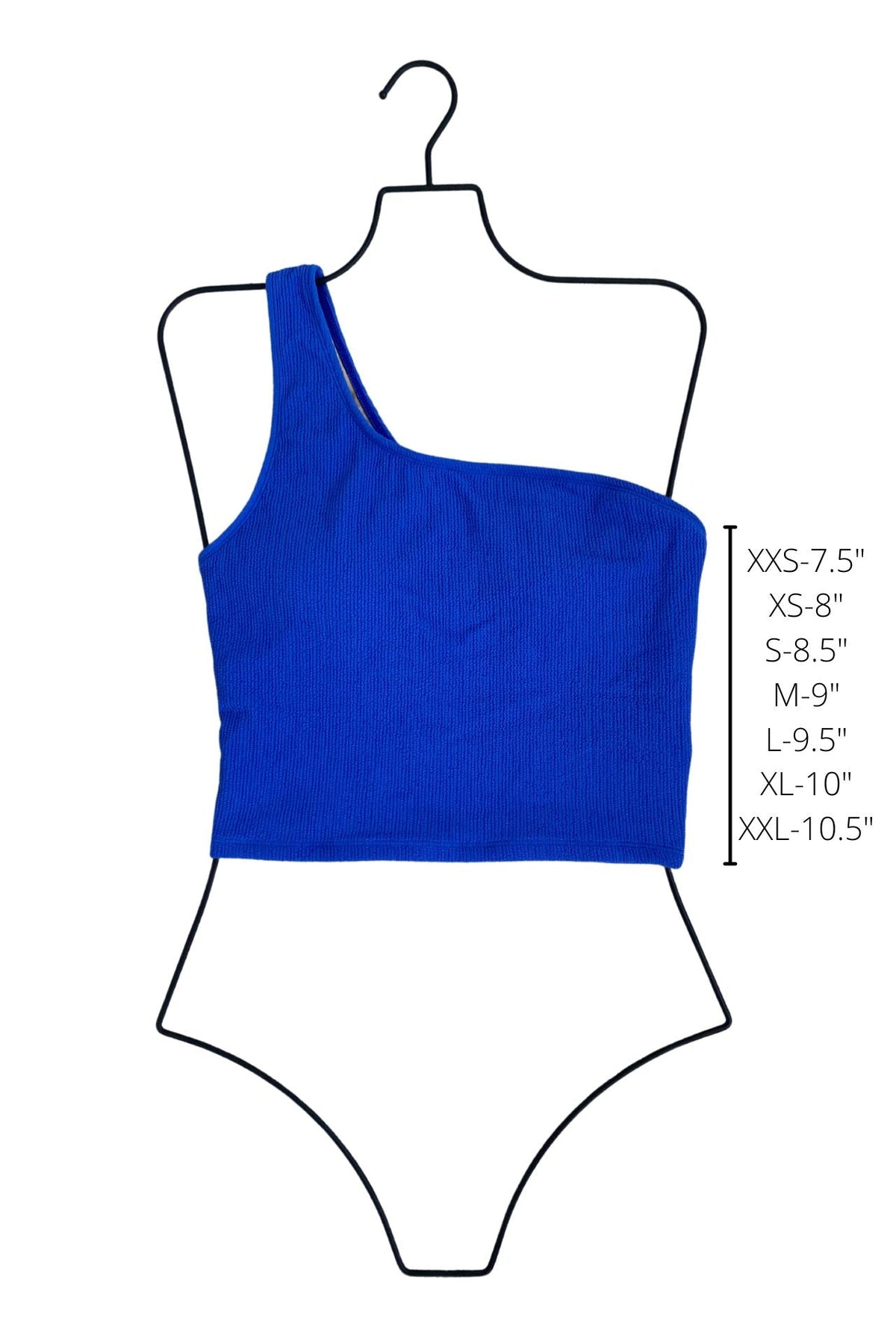 Indigo Top | Crinkle Textured One Shoulder Tankini Top