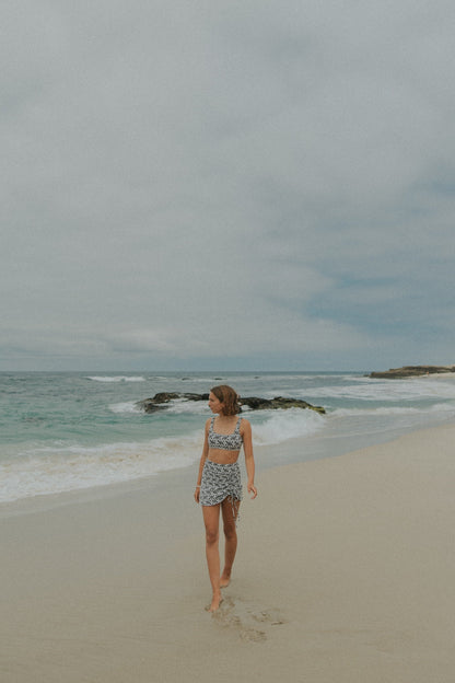 Daisy Swim Skirt | Floral Asymmetric Drawstring Swim Skirt