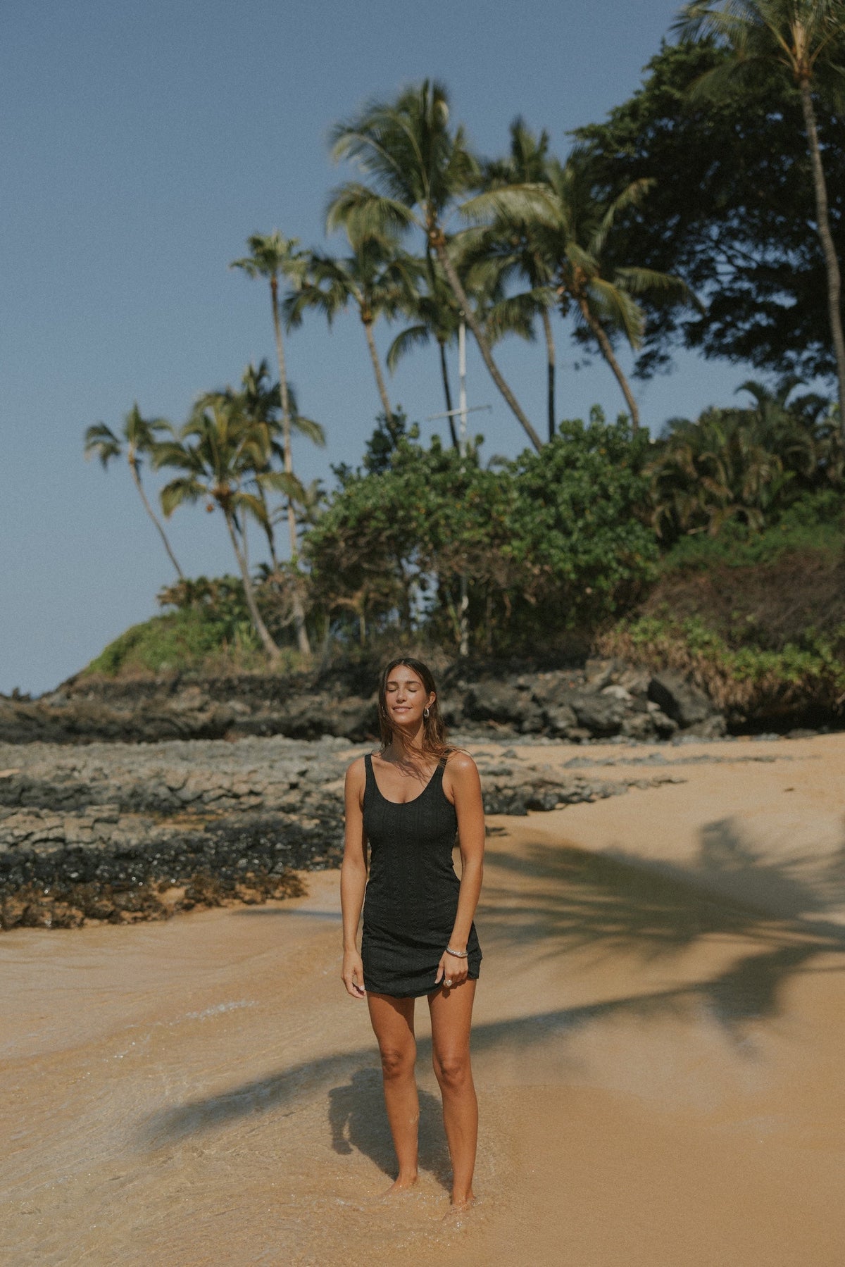 Eclipse Swim Dress | Black Floral Scoop Neck Swim Dress