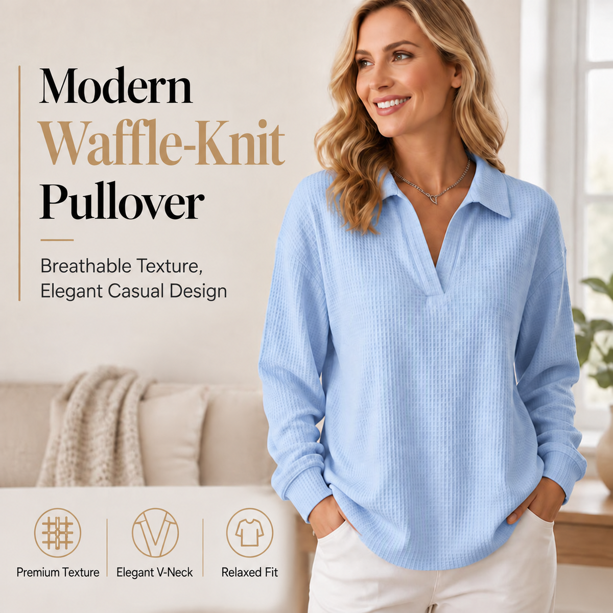 Bestseller🏆🧶 Women's V-neck long-sleeve knit top