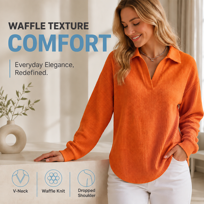 Bestseller🏆🧶 Women's V-neck long-sleeve knit top