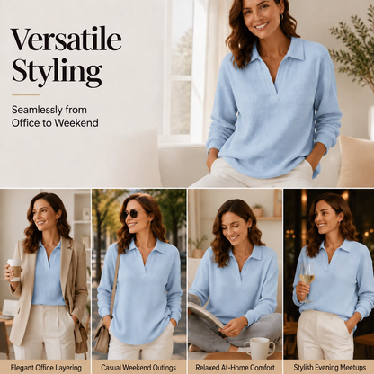 Bestseller🏆🧶 Women's V-neck long-sleeve knit top