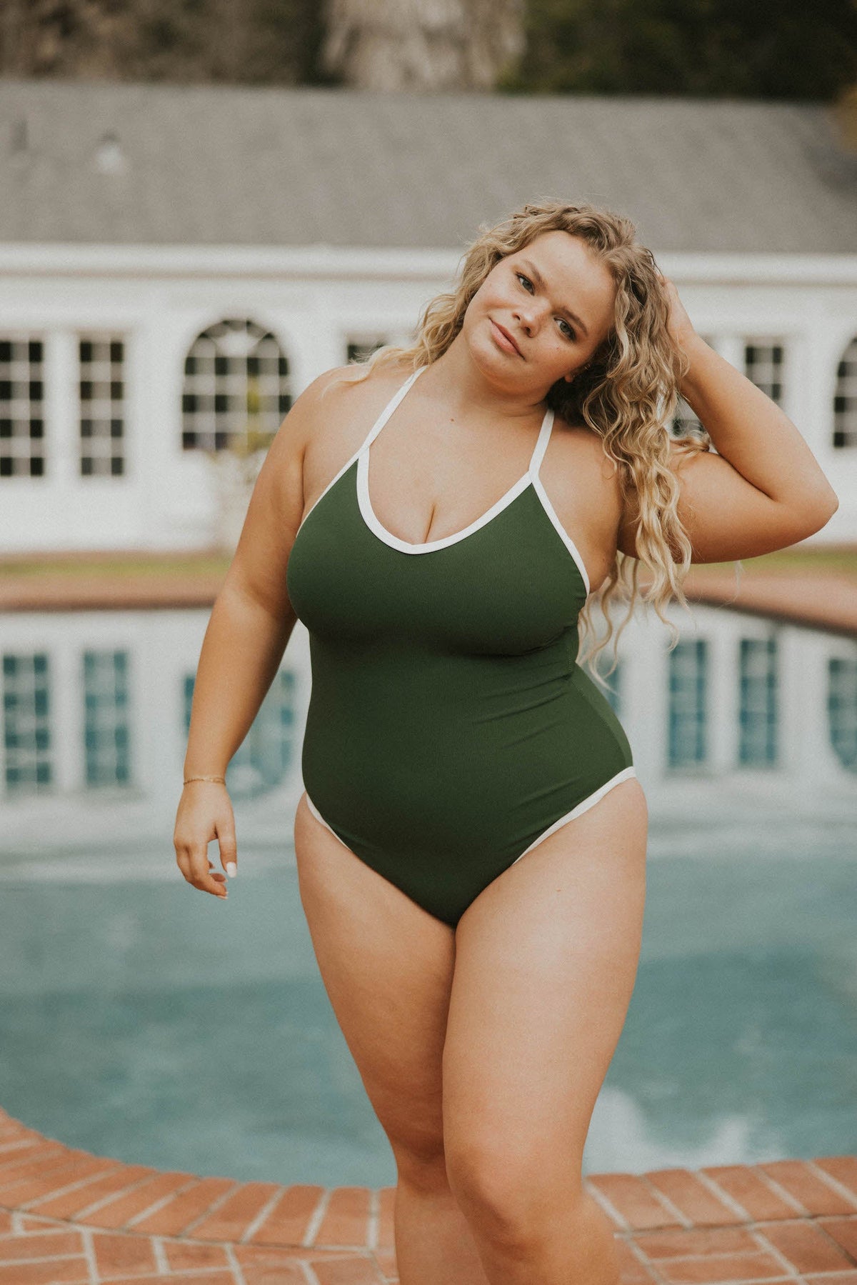 Fern One Piece | Sporty Adjustable Swimsuit with White Trim