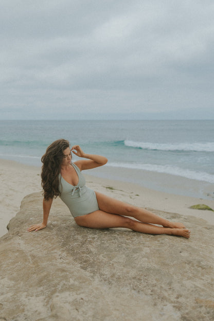 Serena One Piece | Ribbed Tie Front Swimsuit