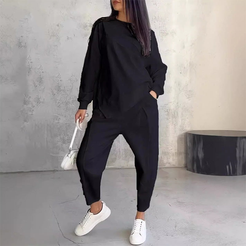 2-teiliges Damen-Freizeitset mit asymmetrischem Sweatshirt