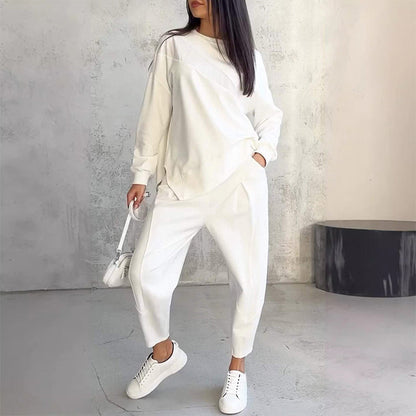 2-teiliges Damen-Freizeitset mit asymmetrischem Sweatshirt