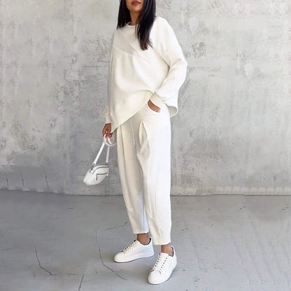 2-teiliges Damen-Freizeitset mit asymmetrischem Sweatshirt