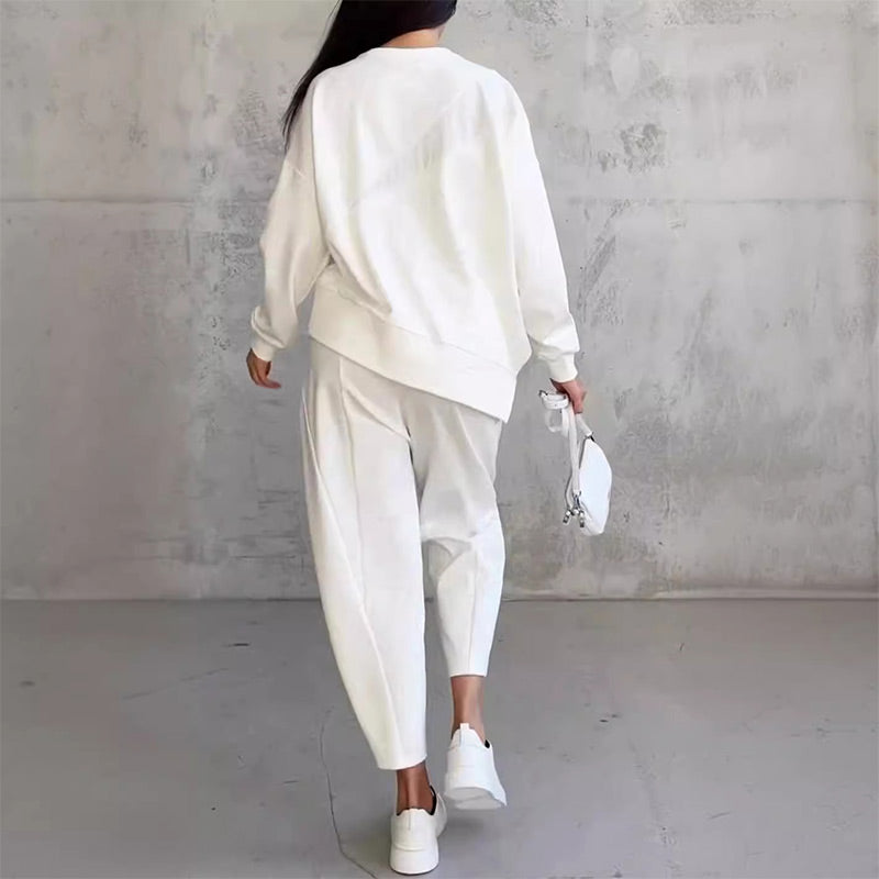 2-teiliges Damen-Freizeitset mit asymmetrischem Sweatshirt