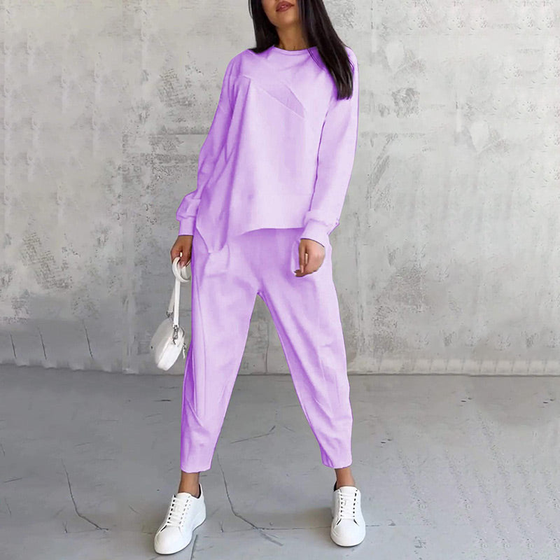 2-teiliges Damen-Freizeitset mit asymmetrischem Sweatshirt