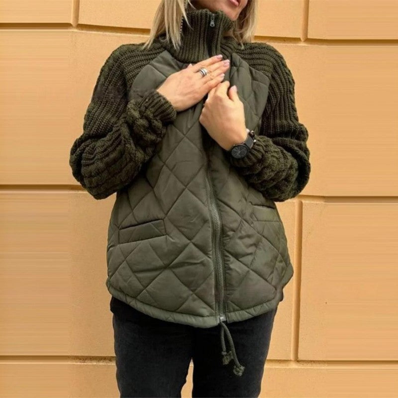 ⏳Begrenzte Zeit 50% Rabatt💥Gestrickte Patchwork-Pufferjacke für Damen
